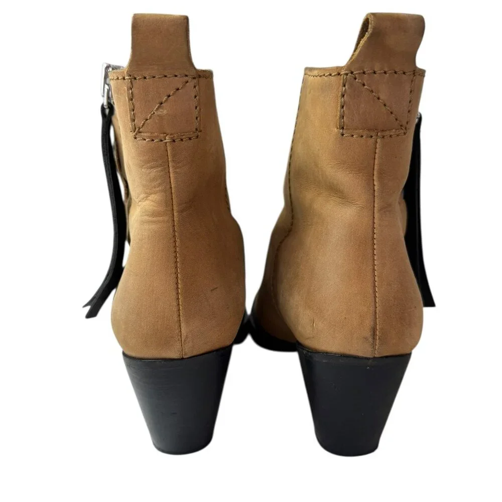 Acne Studios Pistol Nubuck Leather Ankle Boots Tan Brown Italy Women’s Size 8.5 - Picture 12 of 14